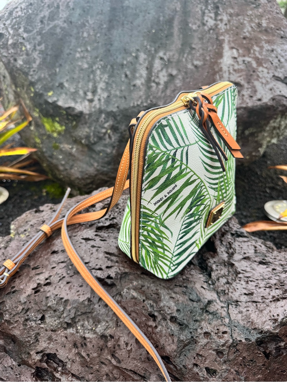 Dooney & Bourke Palm Leaf Print Crossbody Bag Tropical Mini Purse - Picture 3 of 14